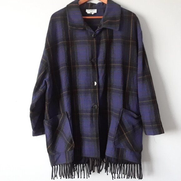 Vintage 90s Plaid Wool Oversized Shacket - Picture 2 of 7